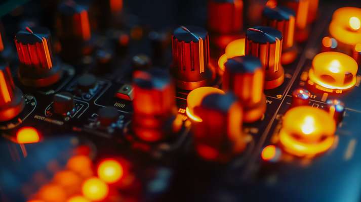 JPG 편집이미지 음악 음향기기 사람없음 빛 주황색 소리 믹싱 이퀄라이저 사운드믹서 편집실사 AI포토 AI콘텐츠 컬러 문화예술 전자제품 CG 파일형식