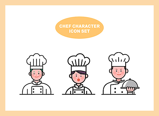 여자 남자 인물캐릭터 일러스트 쟁반 요리사모자 요리 성인 세명 노란색 주방 요리사 앞치마 조리복 성인만 일러캐릭터 AI파일 직업 캐릭터 모자_잡화 컬러 유니폼 사람 파일형식 벡터