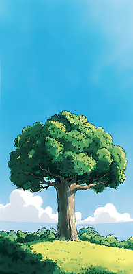 JPG 나무 구름 일러스트 자연 하늘 나뭇잎 풍경 잔디 사람없음 초록색 여름 파란색 평화 국내일러스트 AI일러스트 AI콘텐츠 자연요소 식물 계절 컬러 컨셉 잎 생태계 파일형식