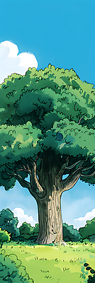 JPG 나무 구름 일러스트 자연 하늘 나뭇잎 풍경 잔디 사람없음 초록색 여름 파란색 평화 국내일러스트 AI일러스트 AI콘텐츠 자연요소 식물 계절 컬러 컨셉 잎 생태계 파일형식