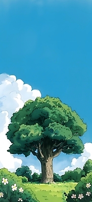 JPG 나무 구름 일러스트 자연 하늘 나뭇잎 풍경 잔디 사람없음 초록색 여름 파란색 평화 들꽃 국내일러스트 AI일러스트 AI콘텐츠 자연요소 식물 계절 꽃 컬러 컨셉 잎 생태계 파일형식