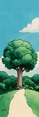 JPG 나무 구름 일러스트 자연 하늘 나뭇잎 풍경 잔디 사람없음 초록색 여름 파란색 평화 산책로 국내일러스트 AI일러스트 AI콘텐츠 자연요소 식물 계절 길 컬러 컨셉 잎 생태계 파일형식