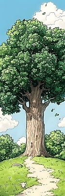 JPG 나무 구름 일러스트 자연 하늘 나뭇잎 풍경 잔디 사람없음 초록색 여름 파란색 평화 산책로 국내일러스트 AI일러스트 AI콘텐츠 자연요소 식물 계절 길 컬러 컨셉 잎 생태계 파일형식