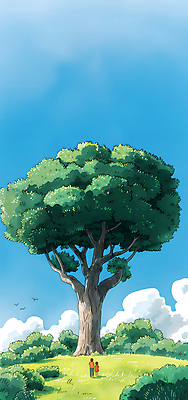 JPG 전신 나무 구름 여자 남자 어린이 일러스트 자연 하늘 나뭇잎 풍경 소녀 소년 잔디 두명 초록색 여름 파란색 평화 어린이만 국내일러스트 AI일러스트 AI콘텐츠 자연요소 식물 계절 컬러 컨셉 잎 사람 생태계 파일형식