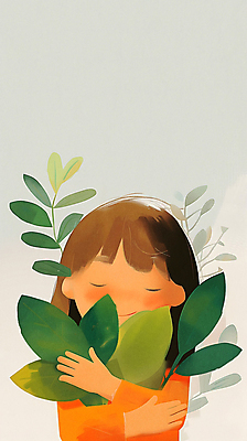 JPG 여자 행복 어린이 잎 일러스트 안기 자연 한명 미소 소녀 상반신 평화 눈감음 친환경 질감 소녀한명만 카피스페이스 국내일러스트 AI일러스트 AI콘텐츠 식물 1 감정 컨셉 모션 표정 사람 환경 공백 생태계 여자한명만 소녀만 파일형식