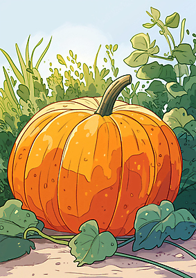 JPG 농업 일러스트 자연 호박 사람없음 야외 정원 수확 땅 호박잎 국내일러스트 AI일러스트 AI콘텐츠 산업 잎 채소 생태계 파일형식