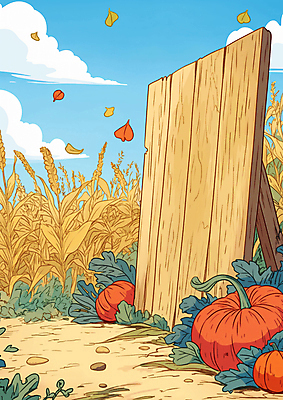 JPG 구름 일러스트 자연 하늘 호박 사람없음 수확 벼 가을 시골 땅 나무판자 호박잎 국내일러스트 AI일러스트 AI콘텐츠 자연요소 계절 잎 농업 채소 곡류 목재 생태계 파일형식