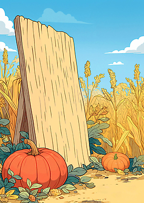 JPG 구름 잎 일러스트 자연 하늘 호박 사람없음 목재 팻말 수확 벼 가을 시골 국내일러스트 AI일러스트 AI콘텐츠 자연요소 나무 식물 계절 농업 채소 재료 곡류 프레임 생태계 파일형식