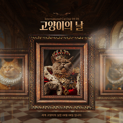 템플릿 기념일 액자 왕관 프레임 사람없음 갈색 고양이 왕 코믹 초상화 귀족 르네상스 세계고양이의날 이미지템플릿 AI파일 컬러 포유류 이벤트 반려동물 그림 파일형식 벡터