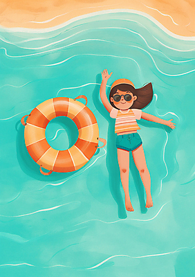 JPG 전신 여자 어린이 바다 일러스트 물놀이 놀이 휴식 여름방학 한명 소녀 해변 여름 맑음 수영 떠있는 즐거움 청록색 튜브 소녀한명만 국내일러스트 AI일러스트 AI콘텐츠 1 계절 감정 컬러 컨셉 모션 날씨 방학 사람 수상스포츠 여자한명만 소녀만 파일형식 여름_계절