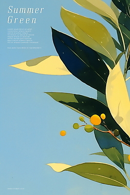 PSD 식물 디자인 포스터 잎 일러스트 나뭇잎 사람없음 초록색 여름 파란색 상쾌 디지털아트 국내일러스트 계절 감정 컬러 파일형식