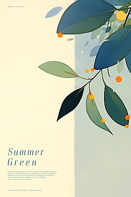 PSD 식물 디자인 포스터 잎 일러스트 나뭇잎 사람없음 초록색 여름 노란색 상쾌 디지털아트 국내일러스트 계절 감정 컬러 파일형식