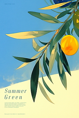 PSD 식물 디자인 포스터 잎 일러스트 나뭇잎 사람없음 초록색 여름 파란색 상쾌 디지털아트 국내일러스트 계절 감정 컬러 파일형식