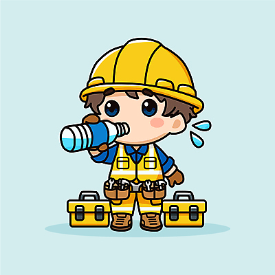 전신 남자 음료 인물캐릭터 일러스트 휴식 노동자 건설업 직업캐릭터 작업복 한명 들기 안전 성인 물 귀여움 물방울 도구 스패너 조끼 더위 안전모 헬멧 시원함 공구함 물병 페트병 물마시기 수분섭취 작업자 성인남자한명만 폭염주의보 일러캐릭터 폭염대비 AI파일 자연요소 직업 캐릭터 1 옷 산업 컨셉 모션 날씨 사람 외투 마시기 공구 대비 안전장비 보호장비 자연재해 물통 병_담는 남자한명만 성인남자만 파일형식 벡터