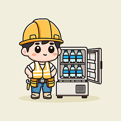 전신 남자 음료 인물캐릭터 허리손 일러스트 휴식 노동자 건설업 직업캐릭터 작업복 한명 안전 성인 물 귀여움 도구 조끼 더위 안전모 헬멧 시원함 물병 준비 냉장고 페트병 작업자 성인남자한명만 폭염주의보 일러캐릭터 폭염대비 AI파일 자연요소 직업 캐릭터 1 옷 산업 포즈 컨셉 날씨 사람 외투 가전제품 대비 안전장비 보호장비 자연재해 물통 병_담는 남자한명만 성인남자만 파일형식 벡터