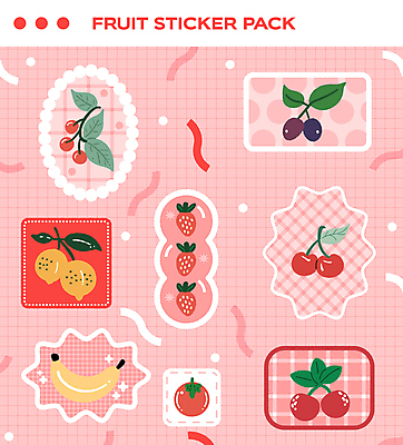스티커 토마토 일러스트 딸기 포도 바나나 선물 사람없음 빨간색 세트 귀여움 체리 레몬 엘리먼트 다꾸 키치 국내일러스트 AI파일 컬러 컨셉 채소 과일 신조어 약어 파일형식 벡터