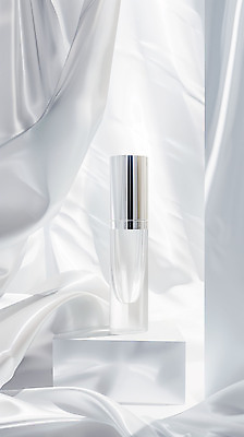 JPG 편집이미지 사람없음 빛 화장 반사 사각형 흰색 고급 천 향수 스킨케어 단상 에센스 포디움 목업 카피스페이스 편집실사 AI컴퓨터그래픽 AI콘텐츠 도형 컬러 컨셉 뷰티 화장품 공백 무대 직물 CG 파일형식