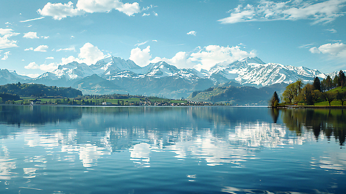 JPG 나무 편집이미지 호수 자연 하늘 산 풍경 사람없음 반사 고요 합성 편집실사 AI포토 AI콘텐츠 식물 CG 생태계 파일형식