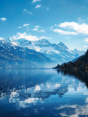 JPG 편집이미지 호수 자연 하늘 산 풍경 사람없음 반사 고요 합성 편집실사 AI포토 AI콘텐츠 CG 생태계 파일형식