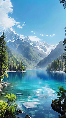 JPG 나무 편집이미지 호수 자연 하늘 산 풍경 사람없음 반사 고요 합성 편집실사 AI포토 AI콘텐츠 식물 CG 생태계 파일형식