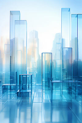 JPG 편집이미지 유리 빌딩 사람없음 그래픽 파란색 반사 투명 디지털합성 반투명 입체도형 글래스모피즘 편집실사 AI컴퓨터그래픽 AI콘텐츠 도형 디자인 컬러 재질 건물 입체 CG 파일형식