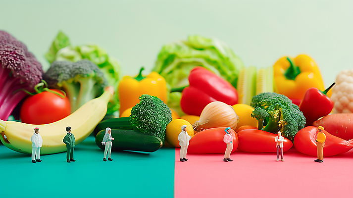 JPG 편집이미지 여자 남자 인형 토마토 양파 오이 파프리카 바나나 마늘 여러명 성인 미니어처 상추 브로콜리 성인만 편집실사 AI포토 AI콘텐츠 다수 채소 과일 사람 모형 CG 파일형식