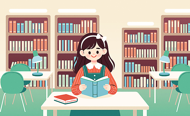 여자 초등학생 어린이 의자 일러스트 전등 책장 한명 소녀 책 초록색 독서 가을 도서관 읽기 책상 소녀한명만 국내일러스트 AI파일 1 학생 계절 교육 컬러 가구 모션 조명 사람 여자한명만 소녀만 파일형식 벡터