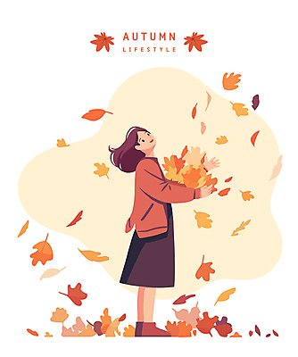 전신 라이프스타일 여자 낙엽 일러스트 한명 성인 일상 생활 주황색 가을 분위기 뿌리기 성인여자한명만 국내일러스트 AI파일 1 계절 컬러 컨셉 잎 모션 사람 라이프 여자한명만 성인여자만 파일형식 벡터