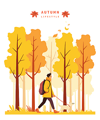 전신 나무 라이프스타일 남자 일러스트 배낭 한명 잔디 성인 일상 생활 노란색 걷기 산책 가을 분위기 강아지 은행나무 목줄 성인남자한명만 국내일러스트 AI파일 식물 1 계절 컬러 컨셉 가방 모션 휴식 사람 라이프 반려동물 개 남자한명만 성인남자만 파일형식 벡터 반려용품
