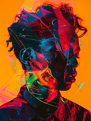 JPG 남자 백그라운드 일러스트 추상 한명 성인 그래픽 컬러풀 화려 팝아트 네온 기하학 성인남자한명만 국내일러스트 AI일러스트 AI콘텐츠 1 컬러 컨셉 무늬 사람 그림 남자한명만 성인남자만 파일형식