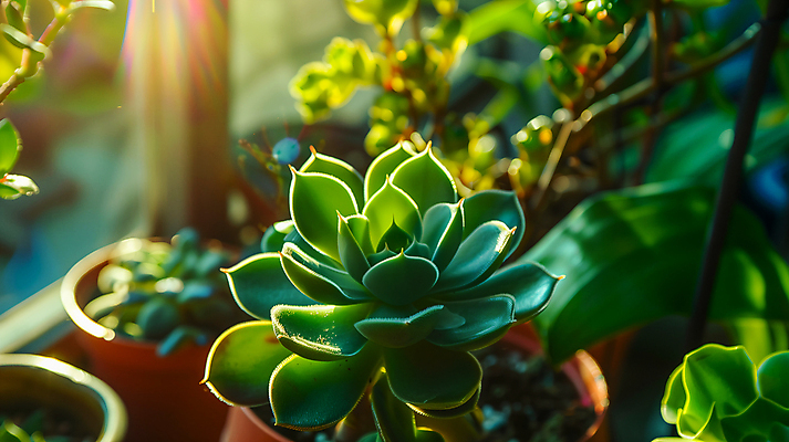 JPG 편집이미지 화분 화초 사람없음 햇빛 평화 다육식물 카피스페이스 편집실사 AI포토 AI콘텐츠 식물 컨셉 태양 공백 CG 파일형식