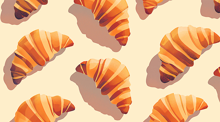 PSD 백그라운드 패턴 일러스트 사람없음 갈색 크루아상 타일 감성 국내일러스트 빵 컬러 컨셉 무늬 파일형식