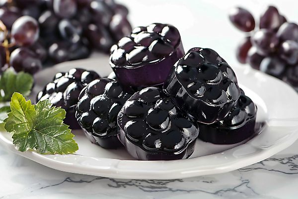 JPG 편집이미지 접시 포도 디저트 사람없음 달콤 디지털합성 젤리 콜라겐 포도잎 편집실사 AI포토 AI콘텐츠 식기 음식 잎 과일 맛 CG 단백질 파일형식