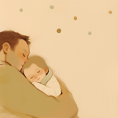 JPG 남자 행복 감정 일러스트 포옹 사랑 성인 두명 평화 아기 아빠 베이지색 국내일러스트 AI일러스트 AI콘텐츠 컬러 컨셉 가족 안기 사람 파일형식