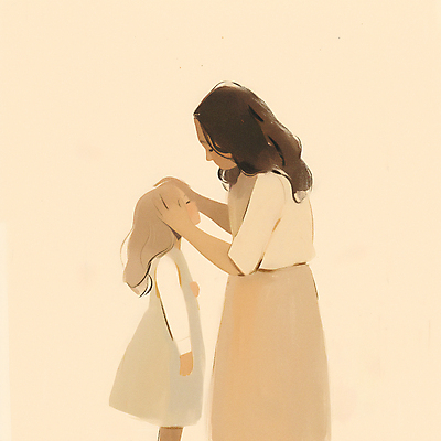 JPG 여자 딸 어린이 일러스트 엄마 사랑 소녀 성인 두명 마주보기 돌봄 베이지색 여자만 국내일러스트 AI일러스트 AI콘텐츠 감정 컬러 가족 모션 사람 파일형식