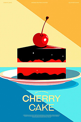 PSD 포스터 일러스트 사람없음 빨간색 케이크 카페 빈티지 체리 달콤 복고 미니멀 국내일러스트 컬러 컨셉 과일 디저트 상점 맛 파일형식