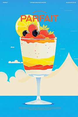 PSD 포스터 하늘색 일러스트 딸기 사람없음 카페 빈티지 달콤 레몬 복고 블루베리 파르페 미니멀 국내일러스트 컨셉 과일 디저트 파란색 상점 맛 파일형식