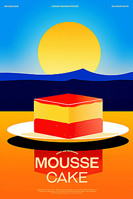 PSD 포스터 일러스트 사람없음 케이크 주황색 카페 빈티지 달콤 복고 미니멀 국내일러스트 컬러 컨셉 디저트 상점 맛 파일형식
