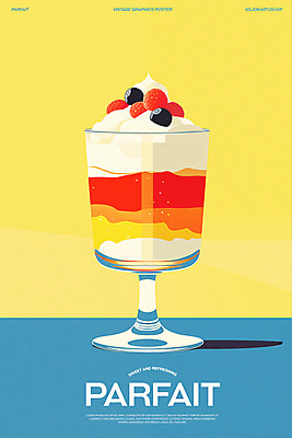 PSD 포스터 일러스트 사람없음 노란색 카페 빈티지 달콤 복고 파르페 미니멀 국내일러스트 컬러 컨셉 디저트 상점 맛 파일형식