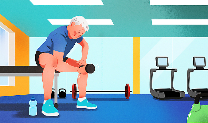 전신 PSD 할아버지 노년 남자 일러스트 건강 한명 헬스 아령 헬스장 웨이트트레이닝 런닝머신 노인남자한명만 덤벨플라이 국내일러스트 1 사람 성인 운동 운동기구 남자한명만 노인남자만 파일형식