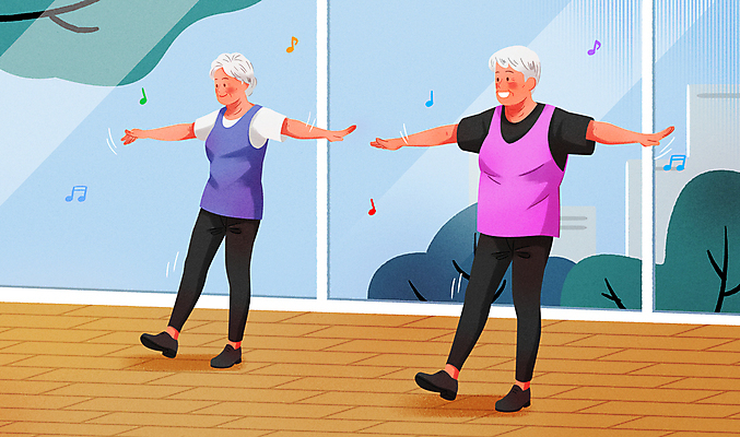 전신 PSD 여자 할아버지 노년 할머니 일러스트 건강 두명 운동 춤 노인만 국내일러스트 남자 문화예술 사람 성인 성인만 파일형식