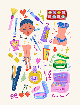 PSD 여자 얼굴 다이어트 일러스트 주사기 성인 컬러풀 하반신 다리 체리 향수 보톡스 고데기 메이크업박스 지방흡입 성인여자한명만 국내일러스트 컬러 과일 의료기기 건강 사람 신체부위 상자 화장품 수술 성형수술 헤어용품 여자한명만 성인여자만 파일형식
