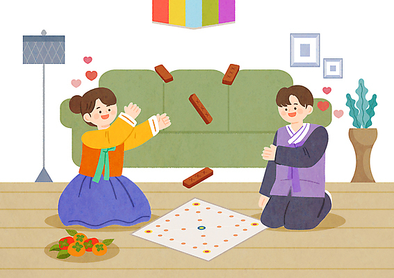 전신 PSD 여자 남자 행복 화초 액자 일러스트 감 성인 두명 소파 추석 스탠드 윷 윷놀이 한복 성인만 국내일러스트 식물 한국전통 명절 감정 의자 과일 조명 사람 전통놀이 전통의상 파일형식