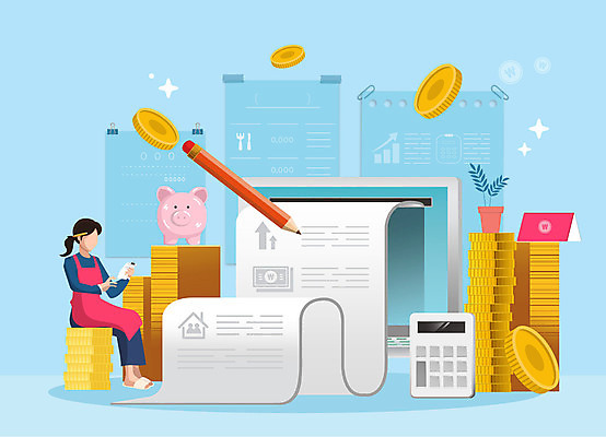 여자 화분 화초 하늘색 일러스트 한명 앉기 성인 연필 동전 돼지저금통 계산기 재테크 통장 영수증 성인여자한명만 국내일러스트 AI파일 식물 1 돈 모션 문구용품 학용품 사람 금융 파란색 필기구 장비 저금통 여자한명만 성인여자만 파일형식 벡터