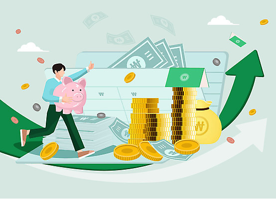 남자 화살표 지폐 일러스트 한명 성인 연두색 동전 돼지저금통 재테크 통장 돈보따리 적금 성인남자한명만 국내일러스트 AI파일 1 돈 사람 초록색 금융 저금통 남자한명만 성인남자만 파일형식 벡터