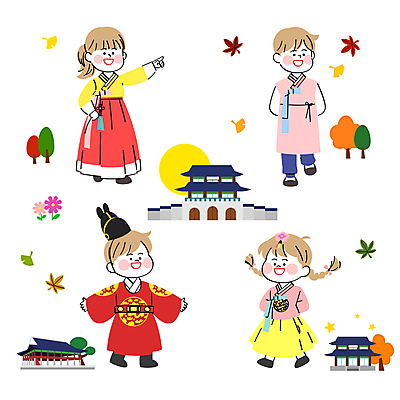 전신 여자 남자 어린이 낙엽 일러스트 한옥 소녀 소년 여러명 성인 축제 산책 궁전 가을 한복 즐거움 야간개장 국내일러스트 AI파일 한국전통 계절 감정 다수 고건축 잎 휴식 사람 야간 전통의상 파일형식 벡터