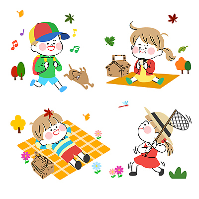 전신 여자 남자 어린이 낙엽 일러스트 소녀 소년 여러명 소풍 바구니 가을 강아지 잠자리 즐거움 돗자리 어린이만 국내일러스트 AI파일 계절 감정 다수 곤충 잎 사람 반려동물 야외활동 개 파일형식 벡터