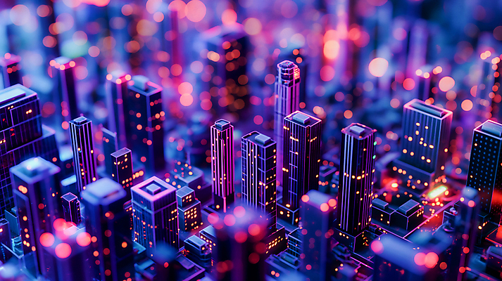 JPG 편집이미지 미래 빌딩 사람없음 건물 그래픽 보라색 미니어처 네온 미래도시 편집실사 AI컴퓨터그래픽 AI콘텐츠 건축물 컬러 컨셉 모형 도시 CG 파일형식