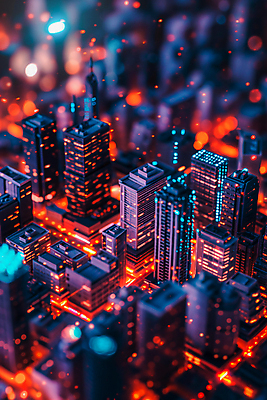JPG 편집이미지 미래 빌딩 사람없음 건물 그래픽 빨간색 미니어처 네온 미래도시 편집실사 AI컴퓨터그래픽 AI콘텐츠 건축물 컬러 컨셉 모형 도시 CG 파일형식