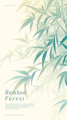 PSD 포스터 일러스트 자연 휴식 수채화 풍경 사람없음 평화 숲 대나무 청록색 대나무잎 국내일러스트 나무 컬러 컨셉 잎 생태계 파일형식